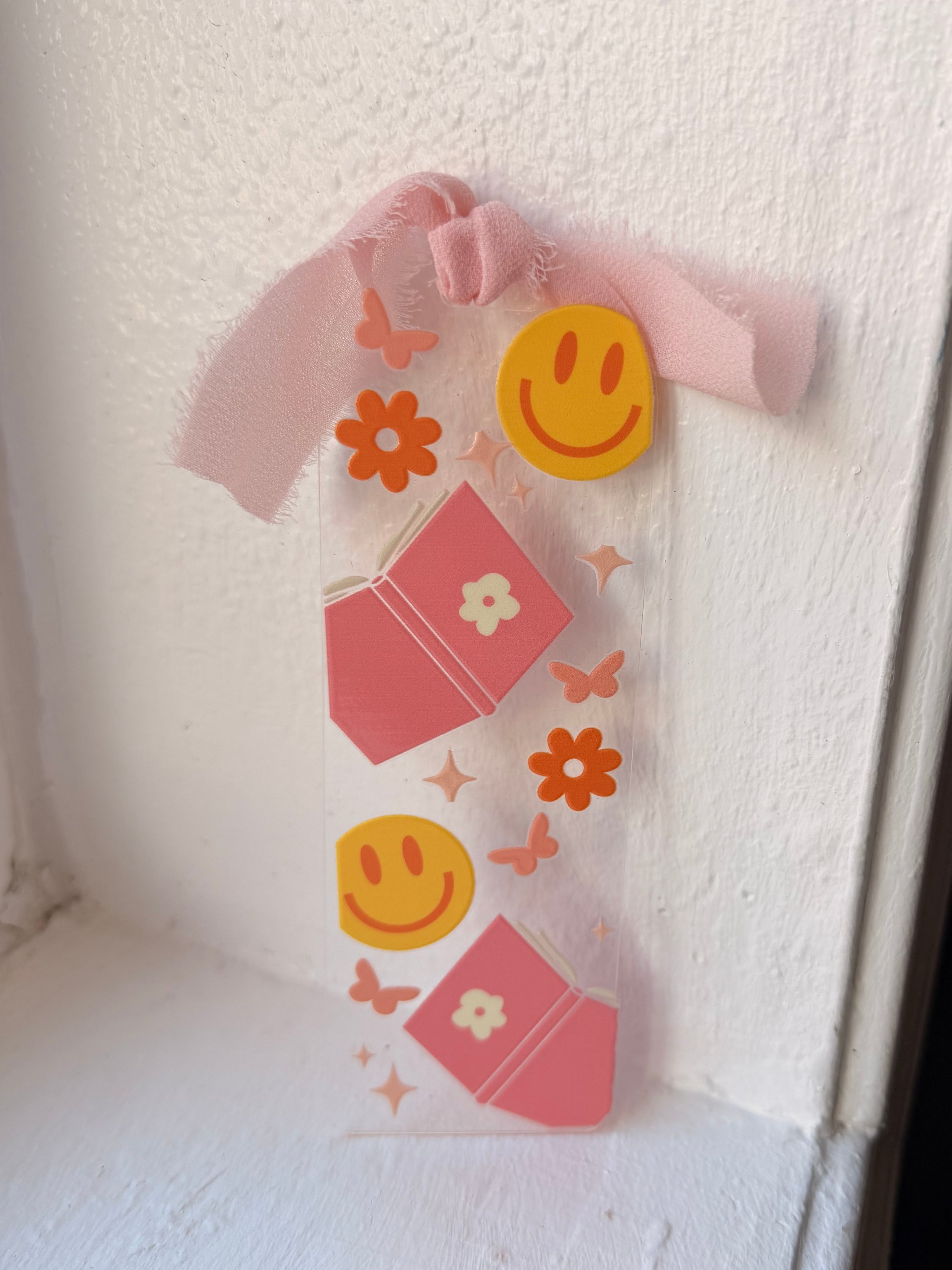 Floral smiley bookmark