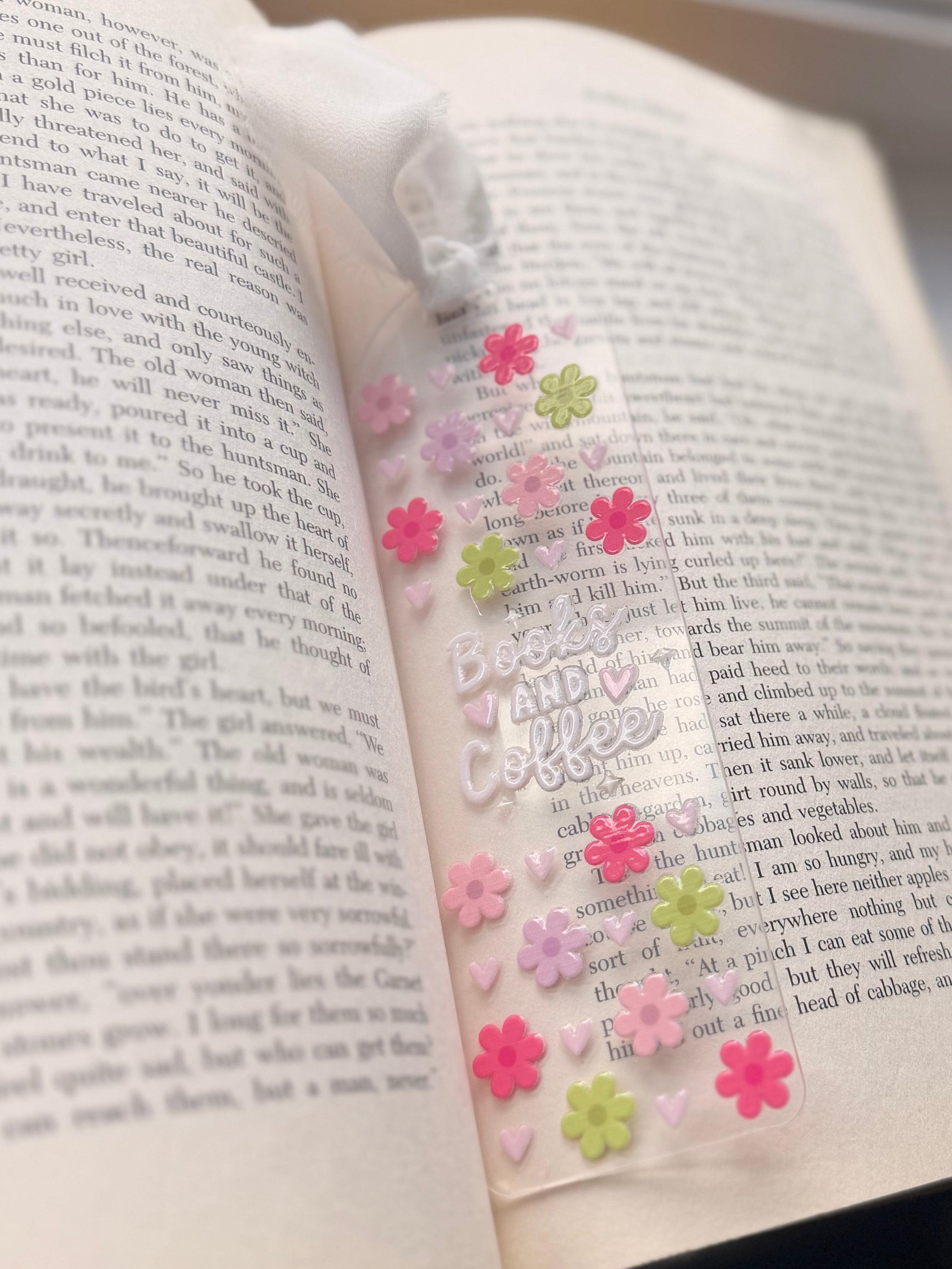 Floral books and coffee bookmark